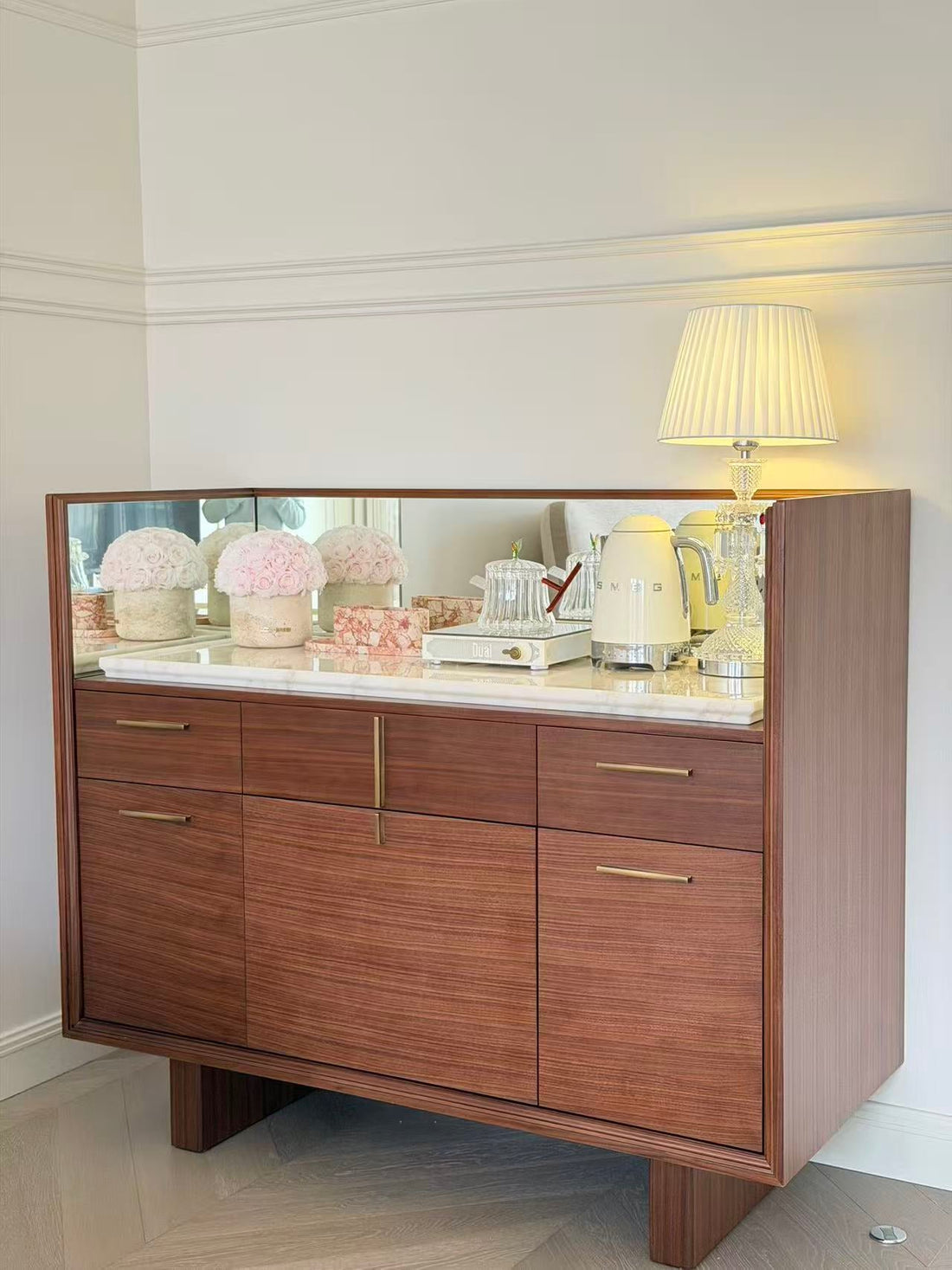 Luxury Marble Top Wooden Minibar Cabinet | Ideal Upgrade for Boutique & 5-Star Hotel Guestrooms